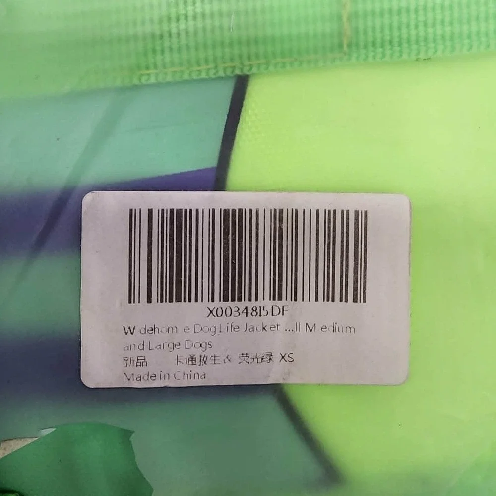 Wdehome Dog Life Jacket Green‎ Purple Fish Tail Pet Safety Vest XS Small Dog
